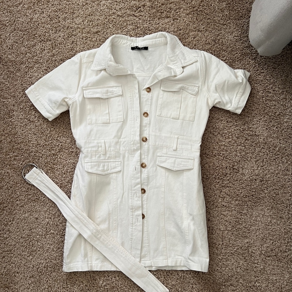 White Denim Dress (Size small)